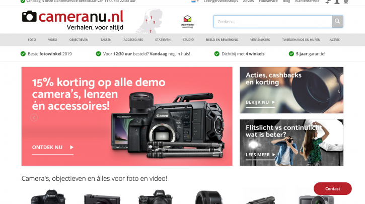 Voorpagina website CameraNU.nl